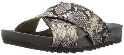 The Fix Amazon Brand Women's Unda Cross Strap Footbed Platform Slide Sandal, Mushroom Python Print, 8 B US