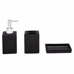 AmazonBasics 3-Piece Ceramic Bathroom Accessories Set, Black