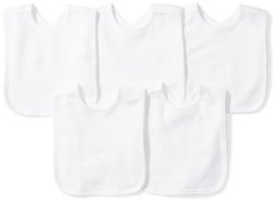 Moon and Back Baby Set of 5 Organic Reversible Bibs, White Cloud, One Size