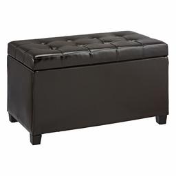 Amazon Basics Faux Leather Rectangular Storage Ottoman, Dark Chocolate