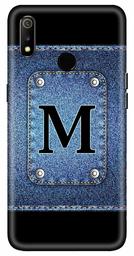 Amazon Brand - Solimo Designer Button Jeans Alphabet-M 3D Printed Hard Back Case Mobile Cover for Realme 3 / Realme 3i