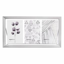 AmazonBasics Floating Collage 3-Photo Frame for 4 x 6 Inch Photos - Nickel