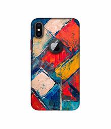 Amazon Brand - Solimo Designer Dark Multicolor Blocks 3D Printed Hard Back Case Mobile Cover for Apple iPhone X (Logo Cut)