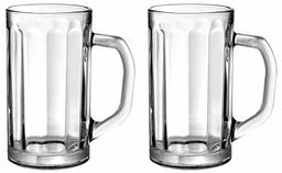 Amazon Brand - Solimo Ariel Glass Beer Mug Set, 470ml, Set of 2, Transparent