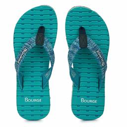 Bourge Women's Gallery-22 Sea Green and Navy Flip Flops-8 UK (40 EU) (9 US) (Gallery-22-08)