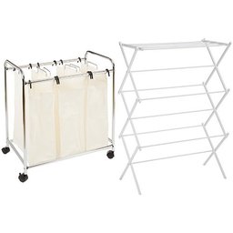 AmazonBasics Laundry Sorter and White Drying Rack Set