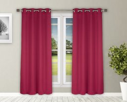 Amazon Brand - Solimo Room Darkening Blackout Door Curtain, 7 Feet - Set of 2 (Maroon)