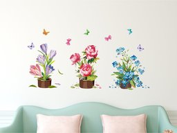 Amazon Brand - Solimo Wall Sticker for Living Room (Flower Bouquets, Ideal Size on Wall, 120 cm X 60 cm)