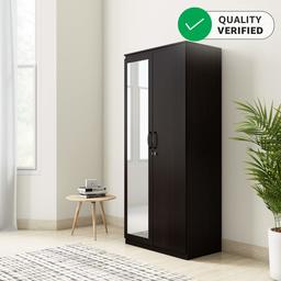 Amazon Brand - Solimo Vega Engineered Wood 2 Door Wardrobe with Drawer & Full Mirror (Espresso Finish)