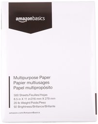 AmazonBasics 92 ljust multifunktionellt kopieringspapper – 8,5 x 11 tum 1 Ream Vitt