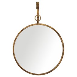 Amazon Brand – Rivet Round Glass Hanging Wall Mirror, 30 Inch Height, Weathered Finish