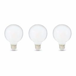 AmazonBasics 60W Equivalent, Frosted, Soft White, Dimmable, 15,000 Hour Lifetime, G25 LED Light Bulb | 3-Pack