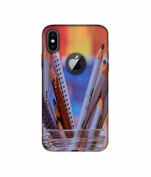 Amazon Brand - Solimo Designer Pencile 3D Printed Hard Back Case Mobile Cover for Apple iPhone X (Logo Cut)