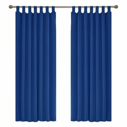 UMI by Amazon Curtains Thermal Insulated Tab Top Blackout Curtains for Livingroom 55 x 70 Inch Royal Blue Two Panels