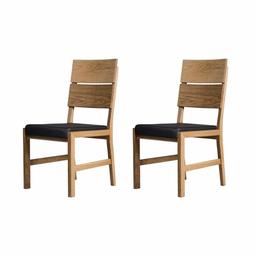 Marca Amazon - Alkove - Hayes - Set de 2 sillones de madera maciza con asiento tapizado (roble salvaje)