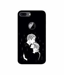 Amazon Brand - Solimo Designer Couples Standing in Rain 3D Printed Hard Back Case Mobile Cover for Apple iPhone 8 Plus (with Logo Cut)