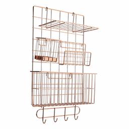 AmazonBasics Wall Wire Grid Panel, 6-Piece Set, Rose Gold