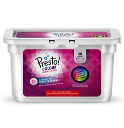 Amazon Brand - Presto! Laundry Capsules Colour, 38 Washes (1 Packs, 38 Each)