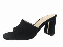 The Drop Pattie Mules à Haut Talon Bloc pour Femme, Microsuède, Noir, Pointure 41