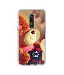 Amazon Brand - Solimo Designer Teddy Bear UV Printed Soft Back Case Mobile Cover for OnePlus 6