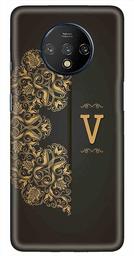 Amazon Brand - Solimo Designer Black Pattern Alphabet-V 3D Printed Hard Back Case Mobile Cover for OnePlus 7T