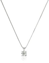 Sterling Silver Cushion-Cut Checkerboard Aquamarine Pendant Necklace (6mm)