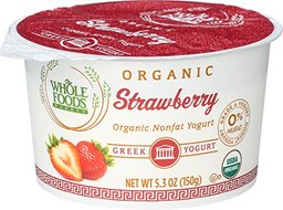 WHOLE FOODS MARKET Organic Strawberry Nonfat Greek Yogurt, 5.3 OZ