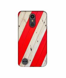 Amazon Brand - Solimo Designer Red and Cream Color Wood 3D Printed Hard Back Case Mobile Cover for LG K10 (2017)