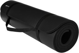 AmazonBasics Extra Thick Exercise Yoga Gym Floor Mat with Carrying Strap - 74 x 24 x .5 Inches, Black