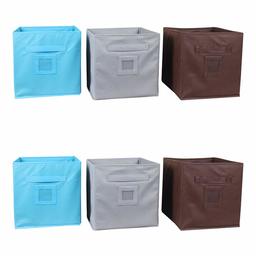 Amazon Brand - Solimo Fabric Storage Box, Small, Set of 6, Multicolor