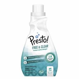 Amazon Brand - Presto! Concentrated Liquid Laundry Detergent, Free & Clear, Hypoallergenic, Free of Perfumes Clear of Dyes, 64 Loads, 48 Fl Oz