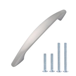 AmazonBasics - ladegreep, modern, gebogen, lengte: 10 cm Verpakking van 10 stuks. 10 cm (7,62 cm Lochmitte zu Lochmitte) Gesatineerd nikkel.