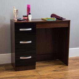 Amazon Brand - Movian Hulio High Gloss 3 Drawer Dressing Table, Black and Walnut, 79 x 93 x 38 cm