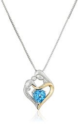 Amazon Collection Mujer 925 14k oro amarillo y plata esterlina heart-shape^round-shape I-J Topacio azul