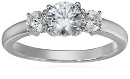 Platinum-Plated Sterling Silver Round 3-Stone Ring made with Swarovski Zirconia (1 cttw), Size 6