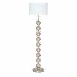 Amazon Brand – Ravenna Home Modern Stacked Ball Standing Floor Lamp With LED Light Bulb - 58 Inches, Brushed Nickel with Smoked Glass