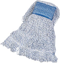 AmazonBasics loop-end finitura rayon mop Head, 12,7 cm con fascia, M, Blue/White