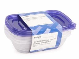 Amazon Brand - Solimo Plastic Food Storage Containers with Lids (18 Pack) - BPA-Free, Safe for Dishwasher, Microwave, Freezer - Divided Entrée 16 oz. and 8 oz.