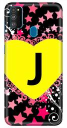 Amazon Brand - Solimo Designer Heart Pattern Alphabet-J 3D Printed Hard Back Case Mobile Cover for Samsung Galaxy M21 / M30s