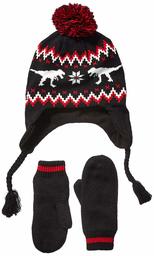 Spotted Zebra Boys' Toddler Hat Scarf Mittens Gloves Cold Weather Accessories, Dino Fairisle Set, 4T