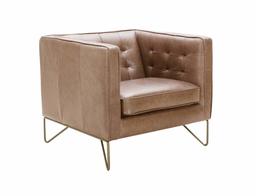 Amazon Brand – Rivet Brooke Contemporary Mid-Century Modern Tufted Leather Living Room Chair, 35