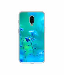 Amazon Brand - Solimo Designer Blue Flower UV Printed Soft Back Case Mobile Cover for OnePlus 6T