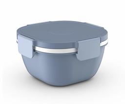 Umi. Salad Bowl Leakproof Lunch Container with Large Capacity Salad Mixing Bowl, 3-Compartment Bento-Style Tray, Sauce Container, Reusable Cutlery, BPA FREE, 1700ml (Powder Blue)