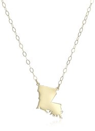 Amazon Collection10k Yellow Gold Louisiana State Pendant Necklace, 16