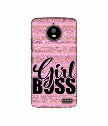 Amazon Brand - Solimo Designer Girl Boss On Pink Sparkle 3D Printed Hard Back Case Mobile Cover for Motorola Moto E4