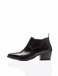 Amazon Brand - find. Croc Embellished Leather Ankle Boots, Black), US 8.5