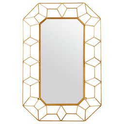 Amazon Brand – Stone & Beam Diamond Shape Metal Frame Hanging Decorative Wall Mirror, 34.25 Inch Height, Gold Finish