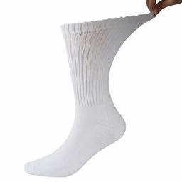 Dsource Diabetic Socks for Men Women, Non-Binding Loose Fit Dress Crew Socks with Seamless Toe White L/XL 1 Pack