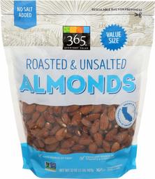 365 EVERYDAY VALUE Unsalted Roasted California Almonds, 32 OZ