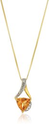 Sterling Silver Trillion-Cut Citrine and Diamond Accent Pendant Necklace, 18